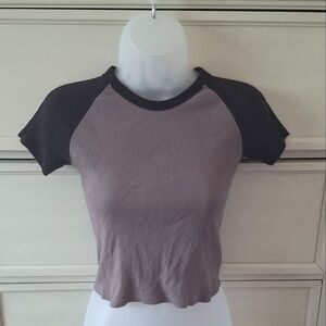 Brandy Melville Baseball Grey/Black Crop Top